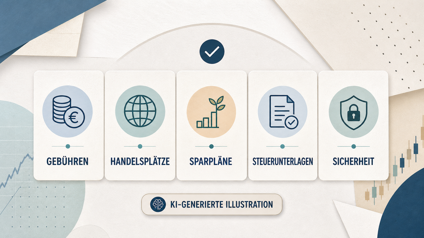 Neutrale Checklisten-Grafik für die Auswahl eines Wertpapierdepots